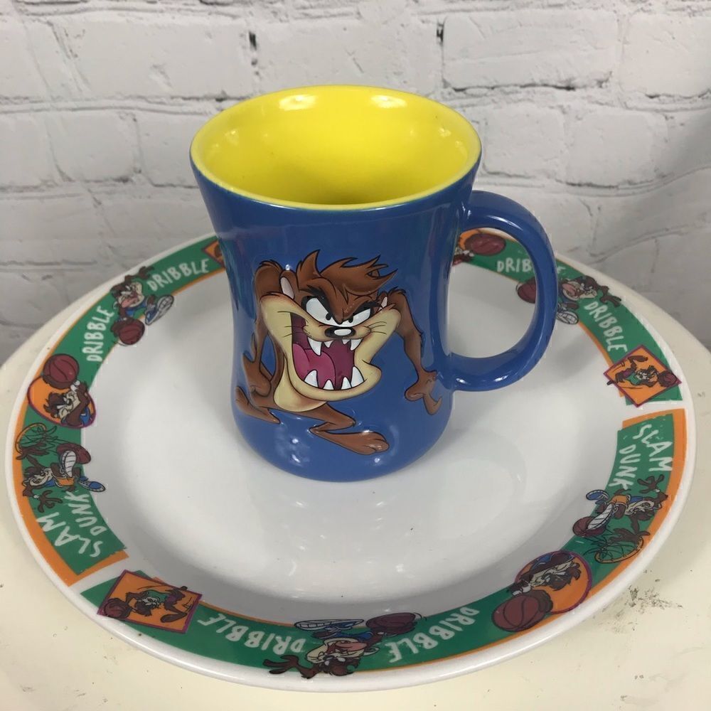 The Taz 3D cup and Basketball theme plate EUC